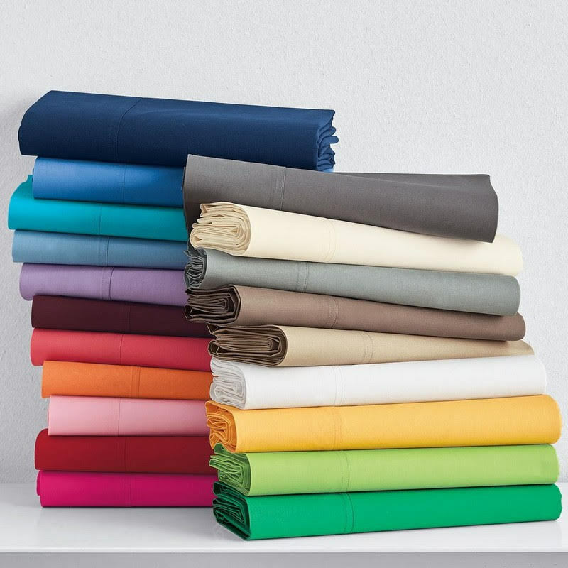 1000 THREAD COUNT 100% COTTON FLAT SHEET+2 PILLOW CASE SOLID COLORS! SALE
