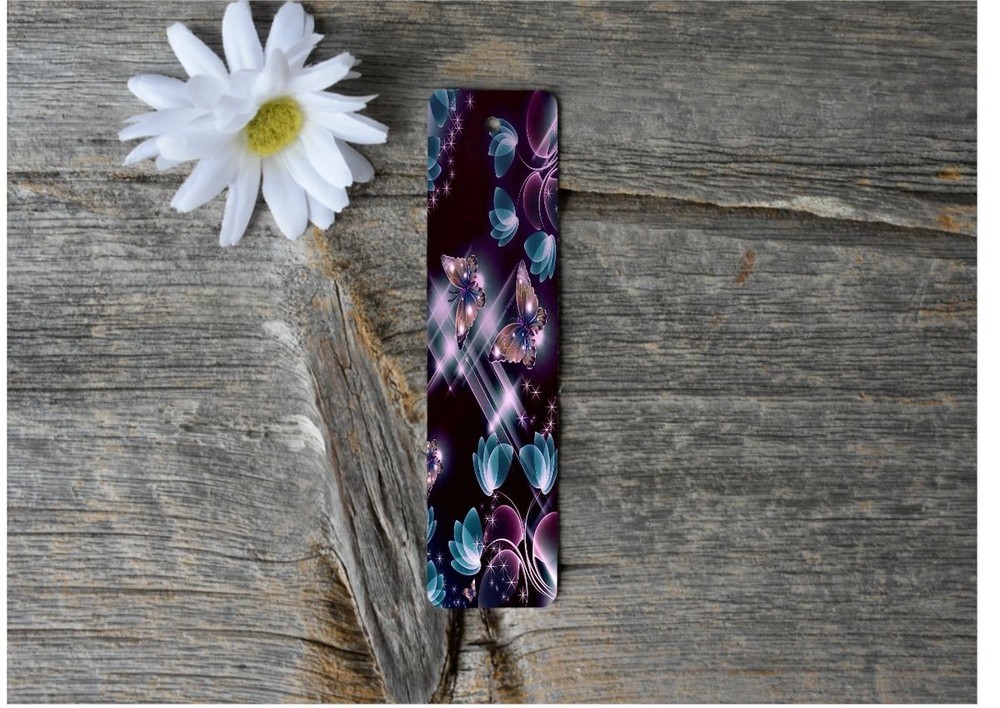 Purple & Blue Butterflies Metal Bookmarks