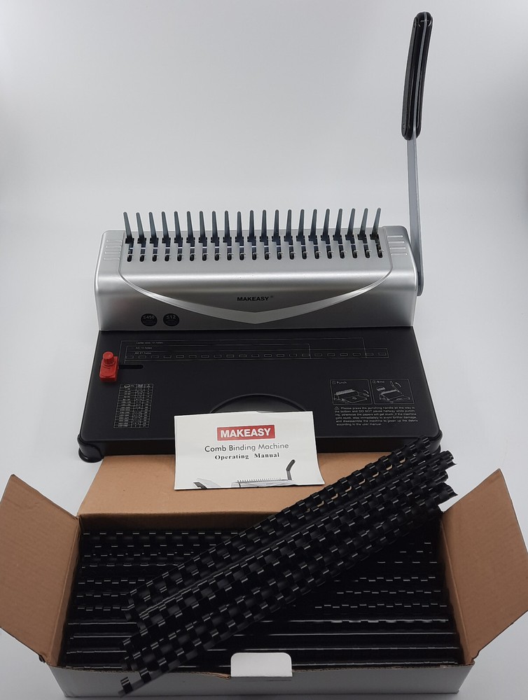 MAKEASY Comb Binding Machine 21 Hole 450 Sheet Paper Punch Binder/Binding Rings
