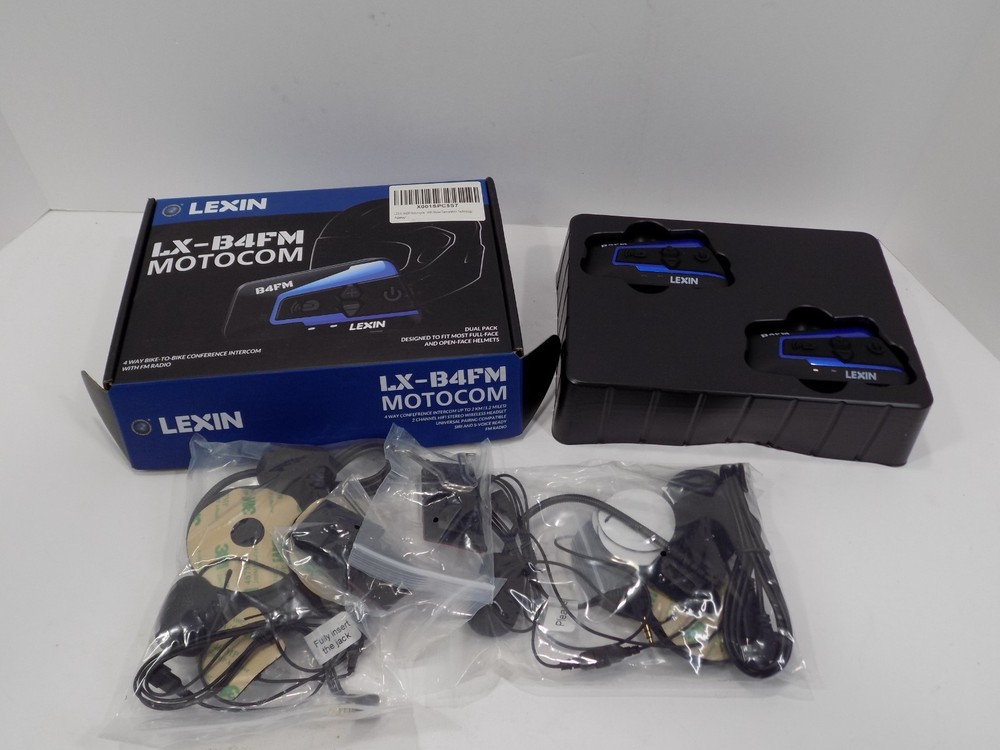 NEW Lexin B4FM Motorcycle Bluetooth Intercom Dual Pack Open Box
