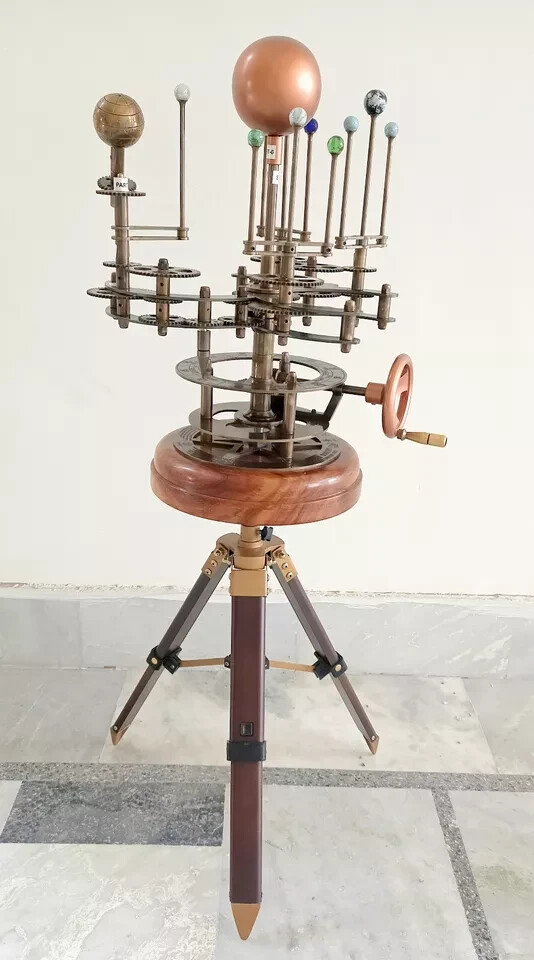 Solar System Celestial Model Fully Functional Antique Look Orrery Saturn Tripod