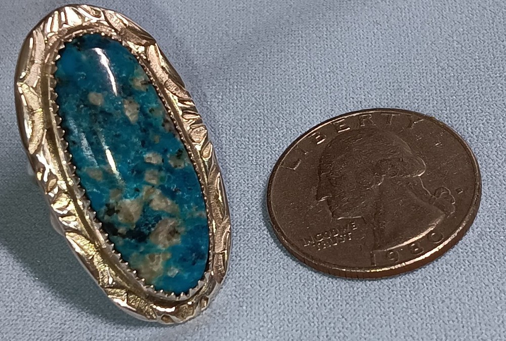NEW HERBERT TSOISE COMPLEX TURQUOISE STERLING RING FITS SZ. 5.75