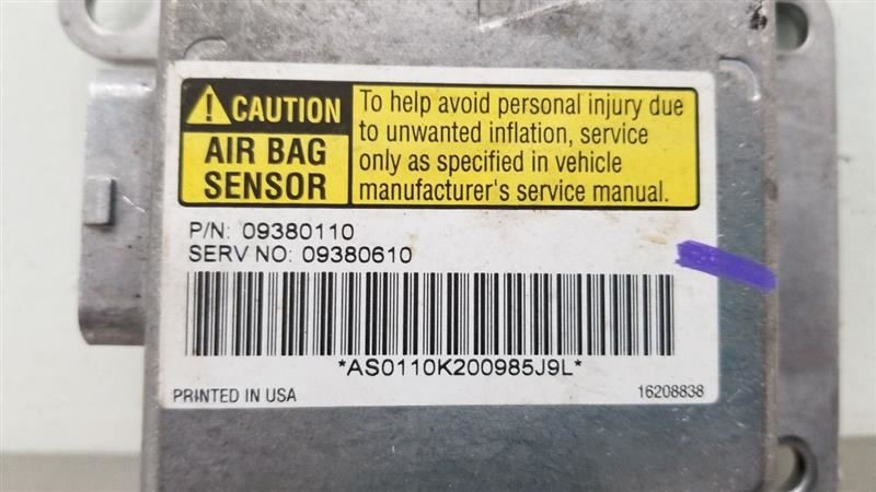 2000 PONTIAC FIREBIRD SRS CONTROL MODULE 09380110