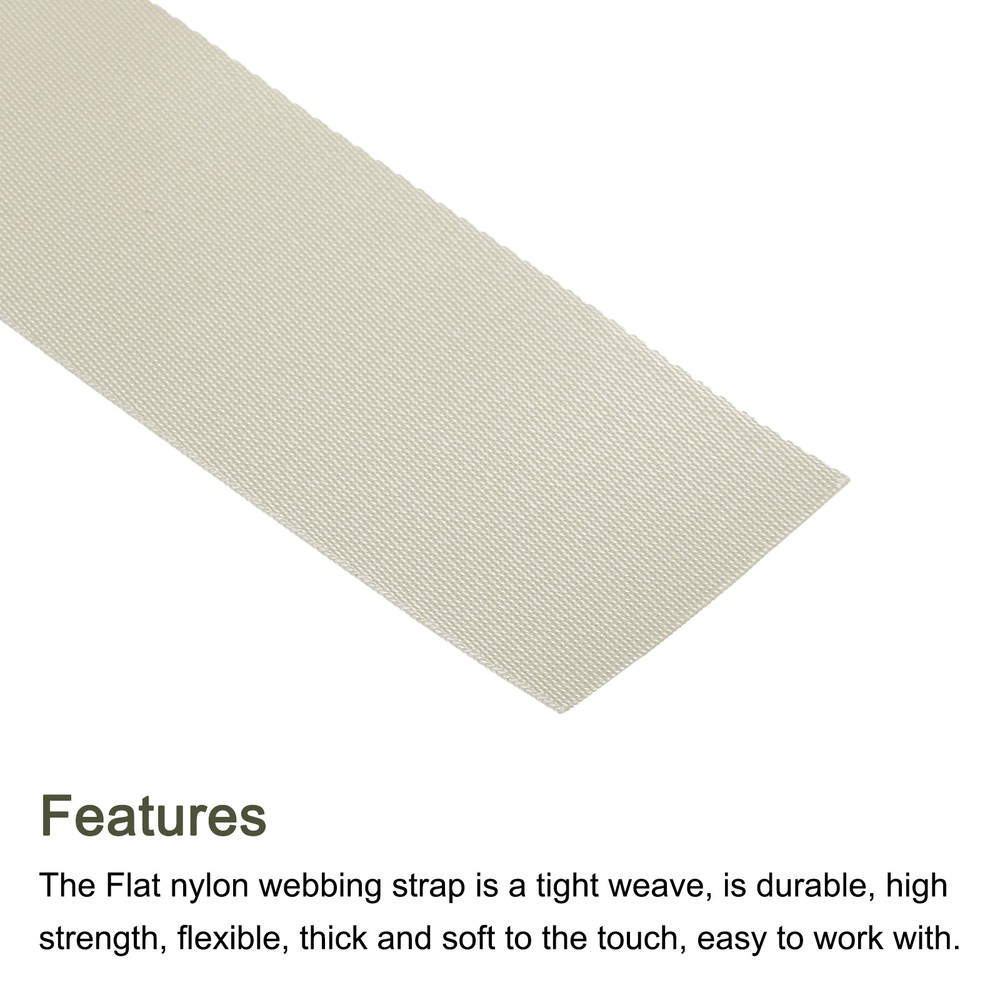 Flat Nylon Webbing Strap 2 Inch 10 Yards Milky White for Backpack