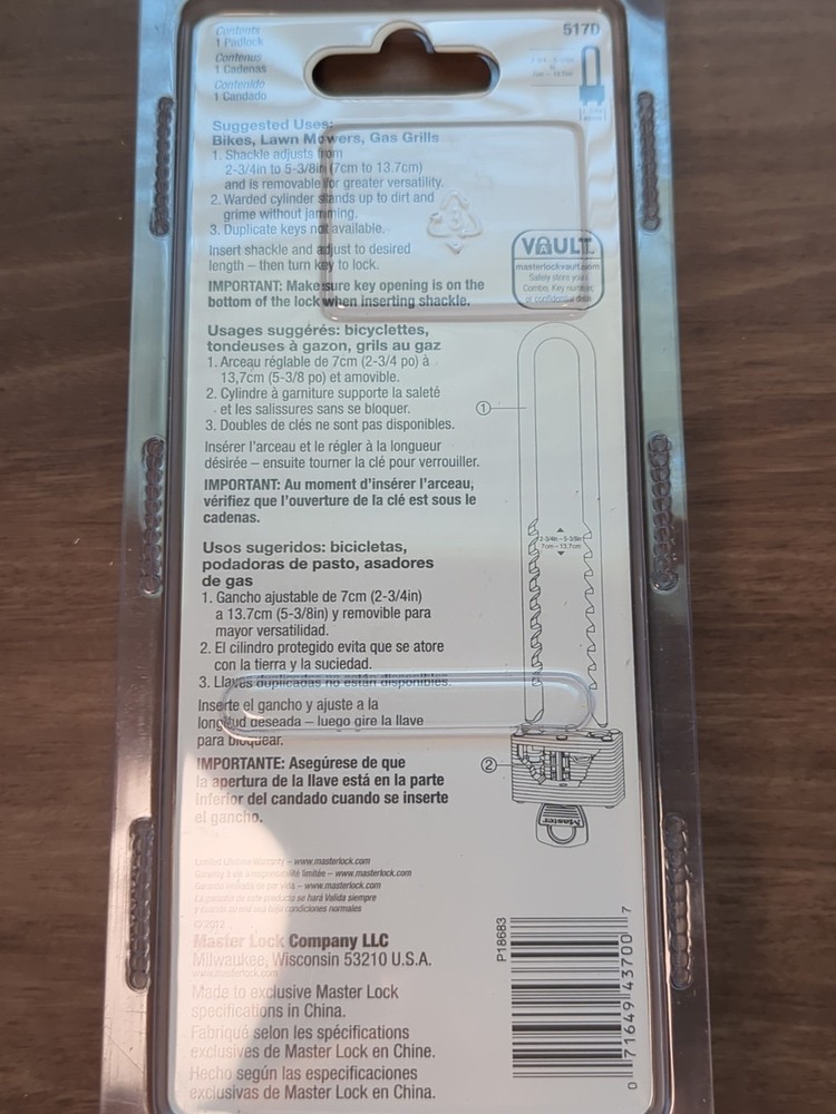 Master Lock 517D Laminated Padlock with Long Shackle
