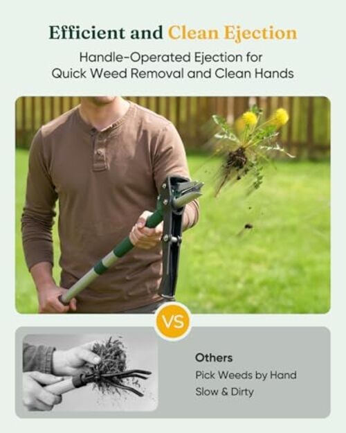 Stand Up Weed Puller Tool, Claw Garden Weed Removal Tool with Eject