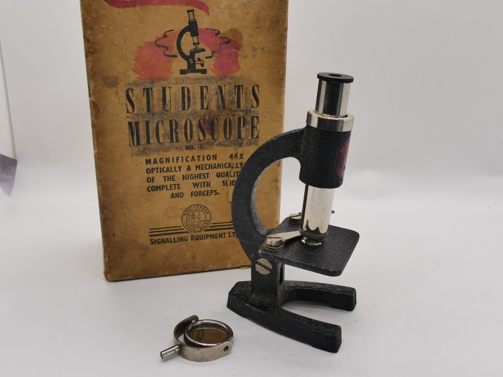 VINTAGE STUDENTS MICROSCOPE SIGNALLING EQUIPMENT LTD BOXED 30