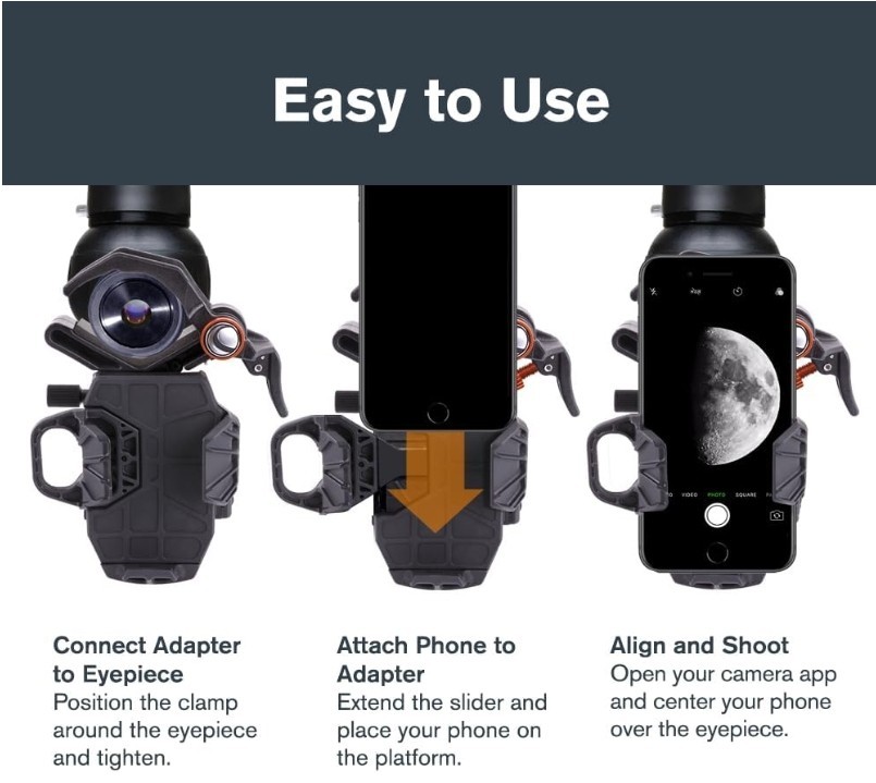 Celestron NexYZ DX Universal Smartphone Adapter w/ Bluetooth Remote – 3-Axis