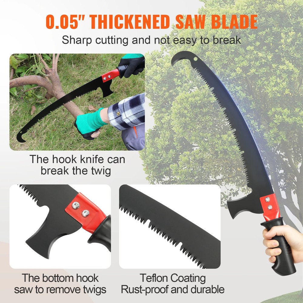 Manual Pole Saw Extendable Tree Pruner Sharp Steel Blade for Branches Trimming