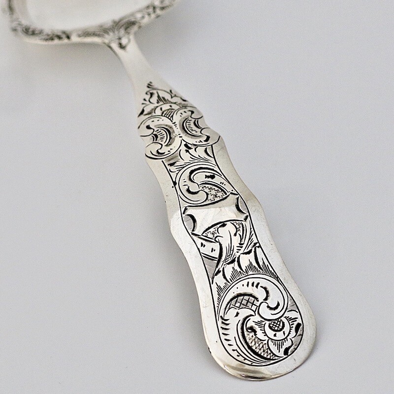 19C Antique Dutch Solid Silver Tea Caddy Sugar Shovel Spoon Server Rococo Ladle