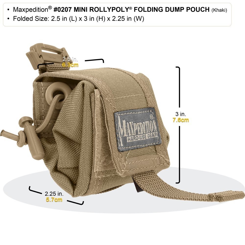 Maxpedition Mini Rollypoly Folding Dump Pouch Khaki - Durable, Compact