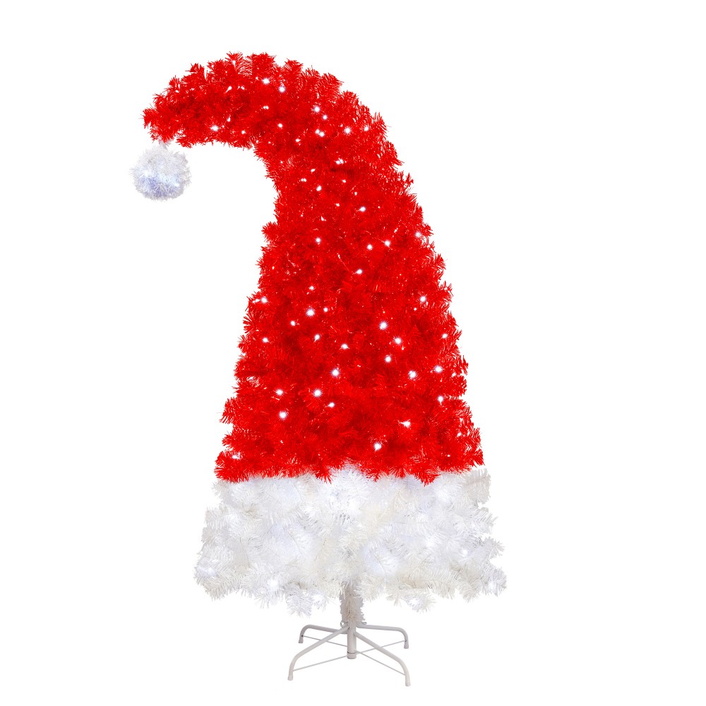 6FT Santa's Hat Shape Artificial Whimsical Christmas Tree with LED Light