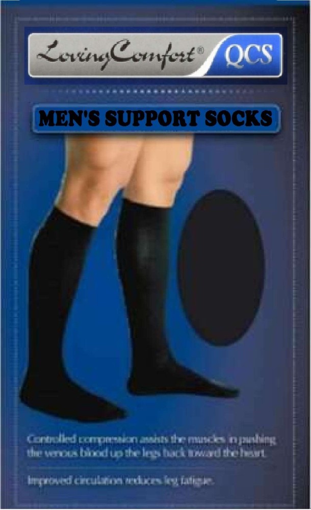 Men's Support Socks - Moderate Compression Black Medium