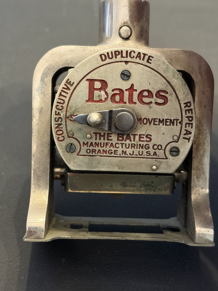 Antique Bates Numbering Machine Style E 5-Wheel Serial 623360 Working