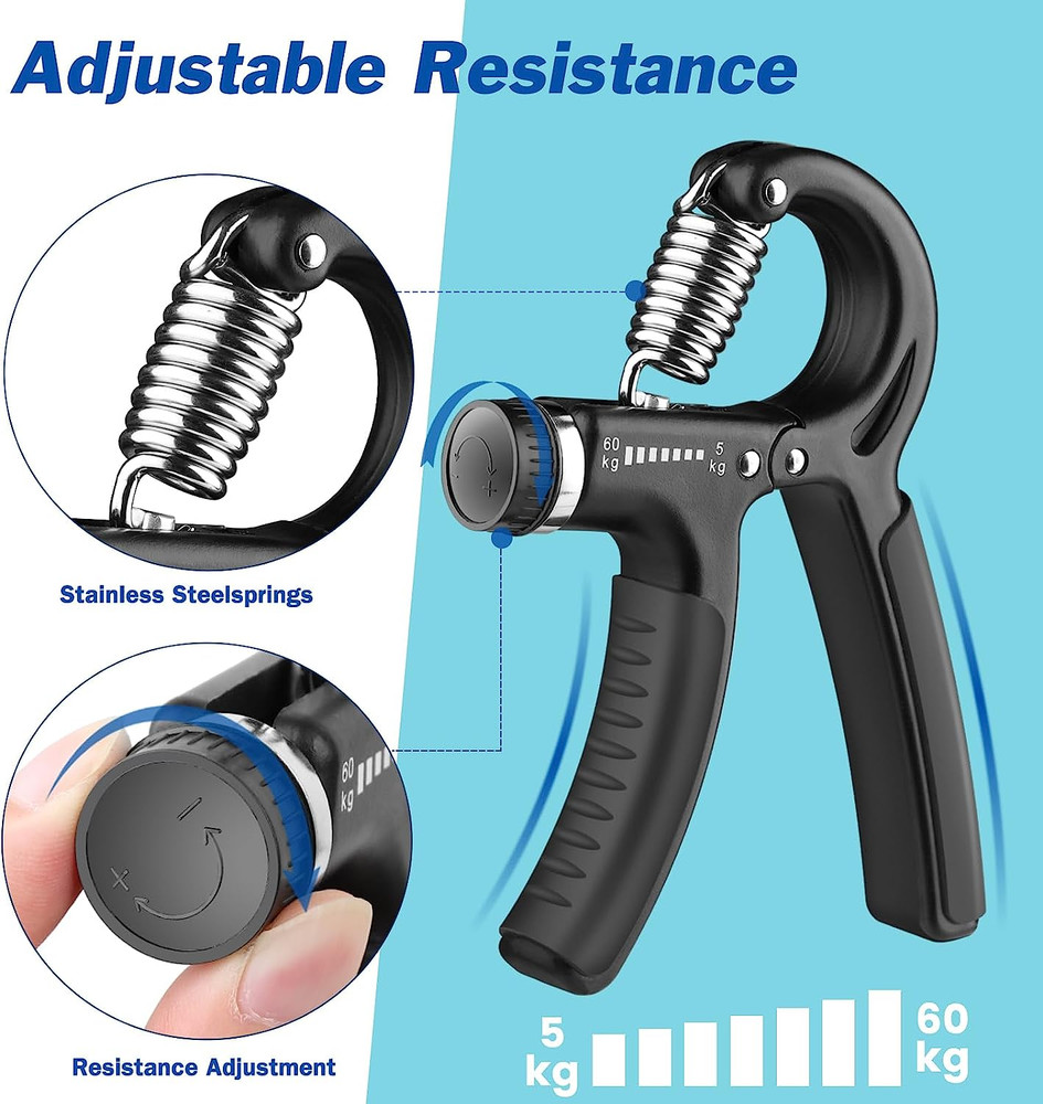Adjustable Hand Grip Strength Trainer, 11-132 Lbs (5-60Kg), Forearm Exerciser