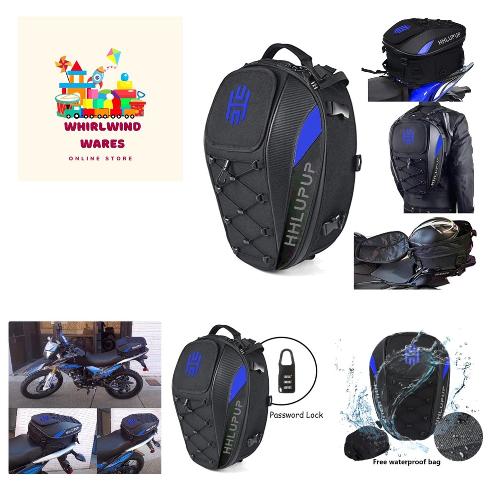 Motorcycle Tail Bag Seat Helmet with Password Lock - Motorcycle Backpack - 38...