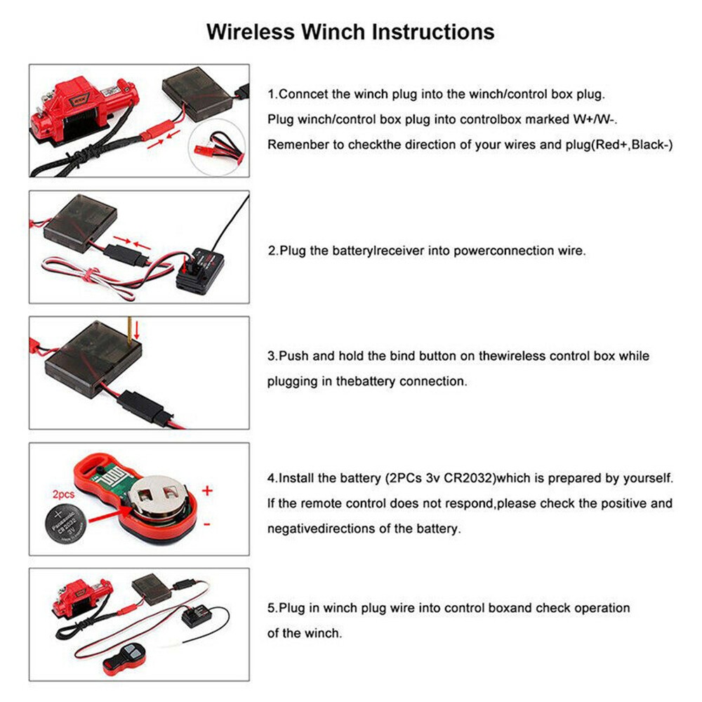 98ft Range 1/10 RC Winch Controller Remote Control Receiver for RC4WD TRX4 SCX10