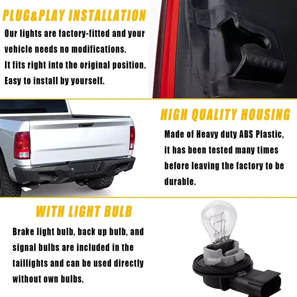 Left Side Tail Light Compatible with 2009-2018 Dodge Ram 1500 2500 3500 - Bulb I