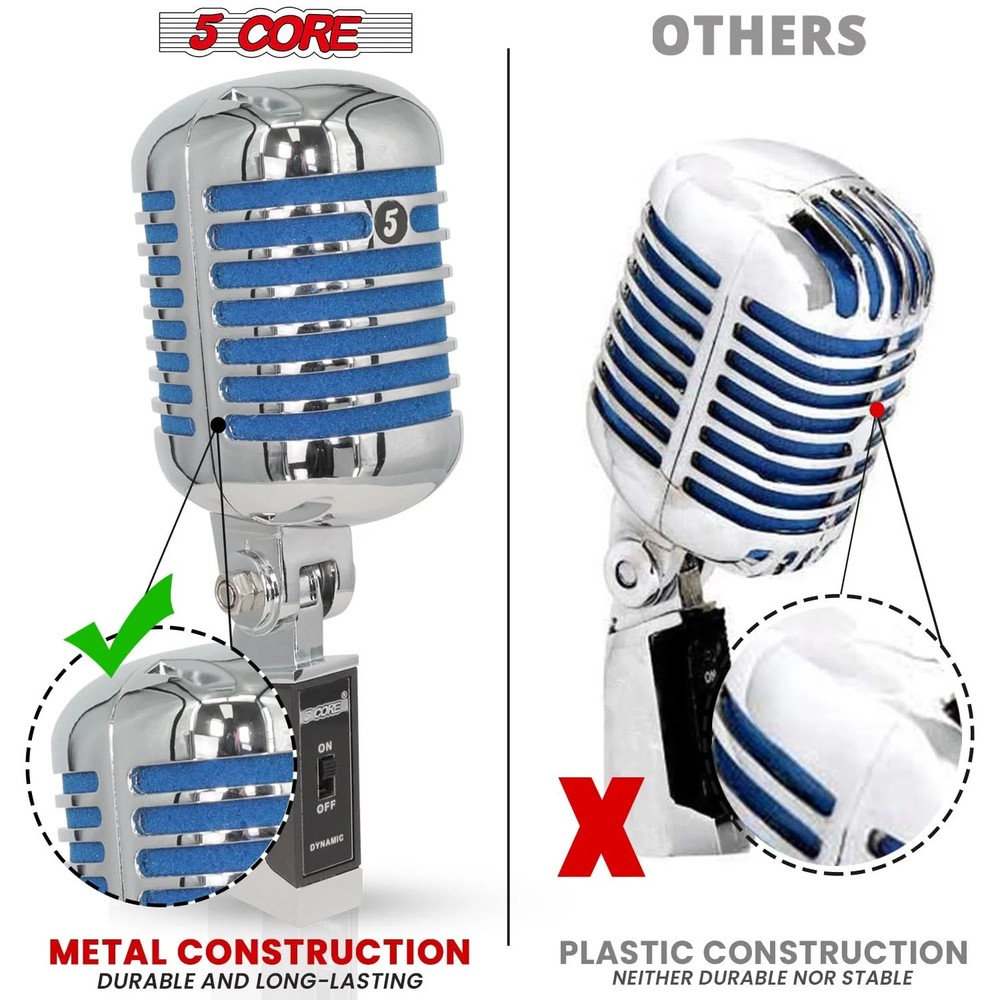 5Core Vintage Microphone Classic Dynamic Professional XLR Studio Retro Style Mic