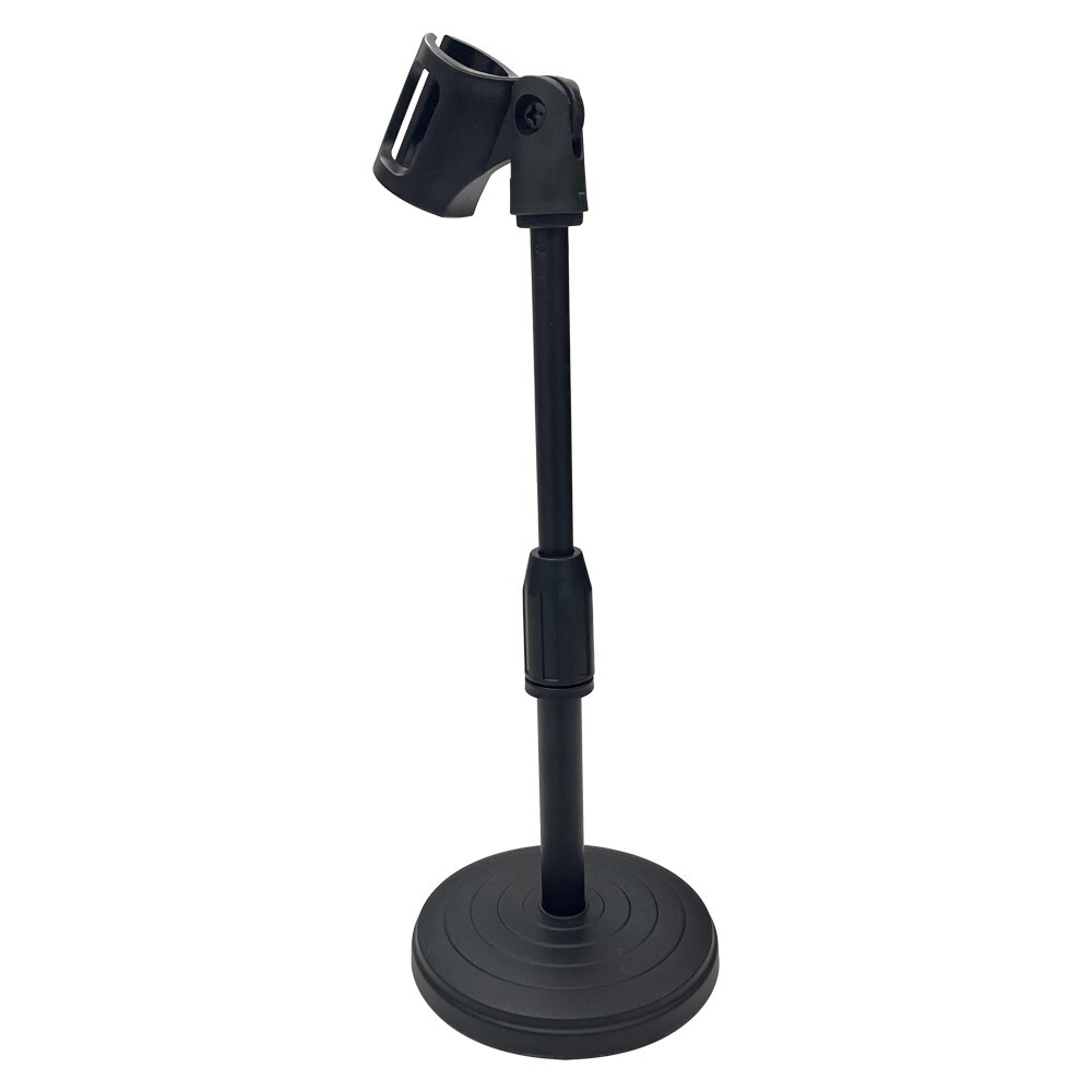 Adjustable Desktop Microphone Lifting Stand Mini Round Base with Mic Clip