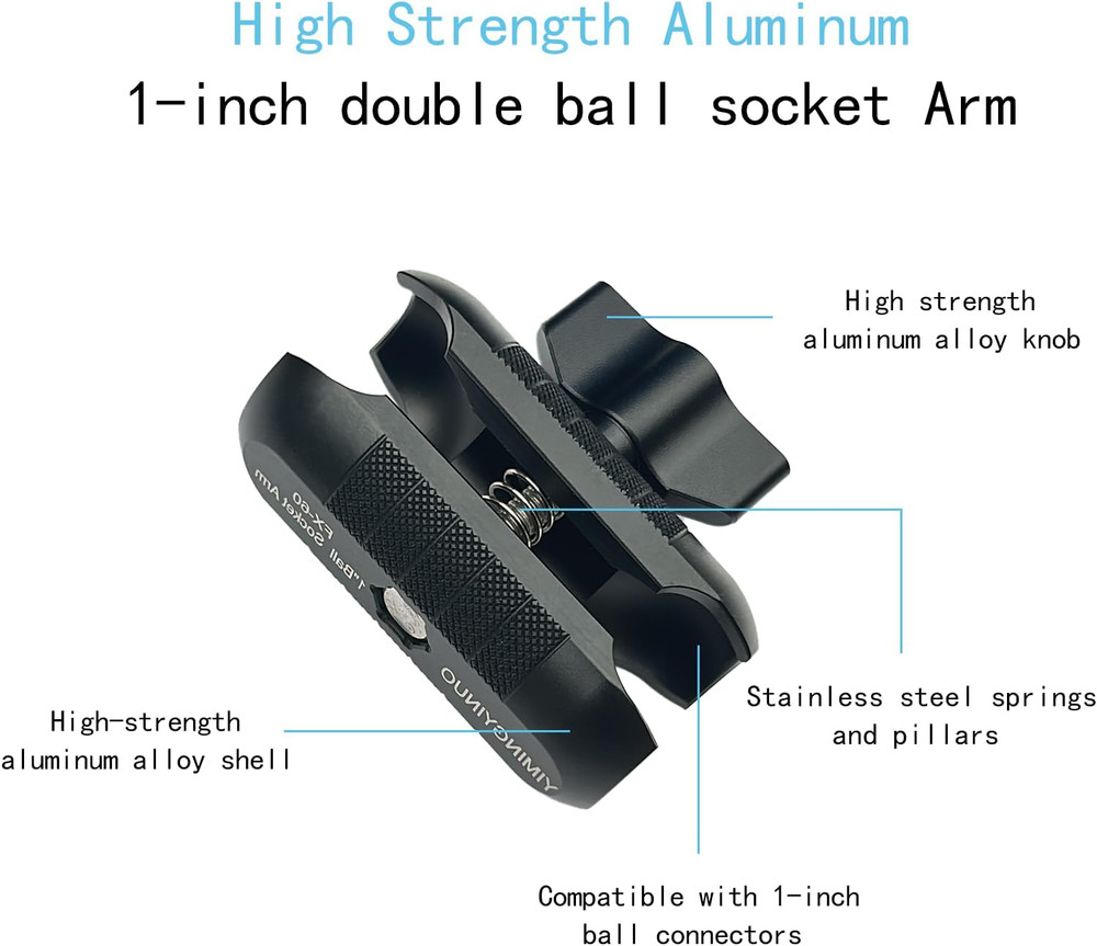 Double Socket Arm Compatible with RAM Mounts B Size 1" Ball Components for Bike/