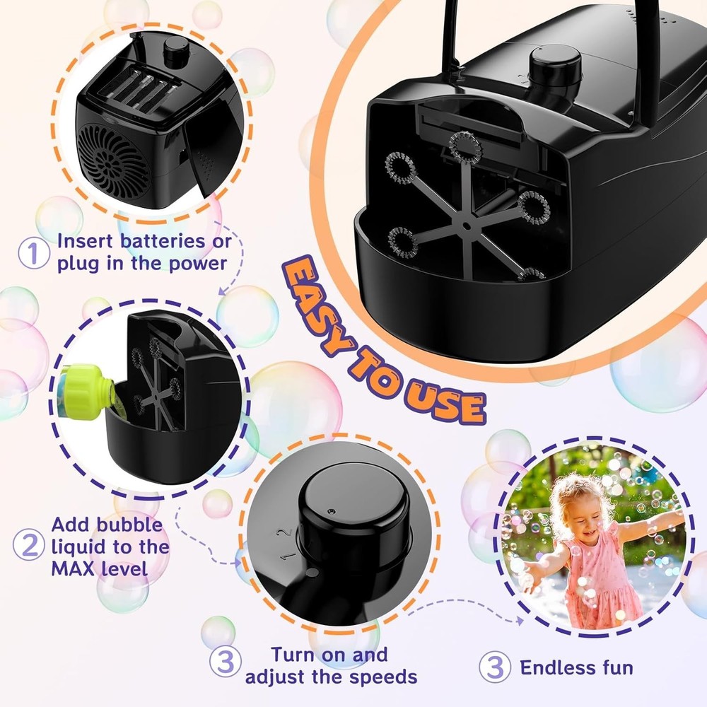 Bubble Machine, Automatic 18000+ Per Minute Big Bubbles Blower Maker for Kids...
