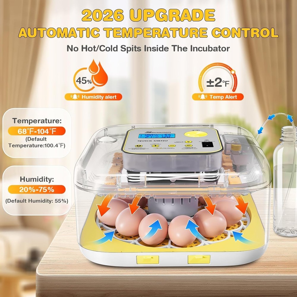 12 Egg Incubator for Hatching Eggs with Automatic Water Refill Humidity Display-