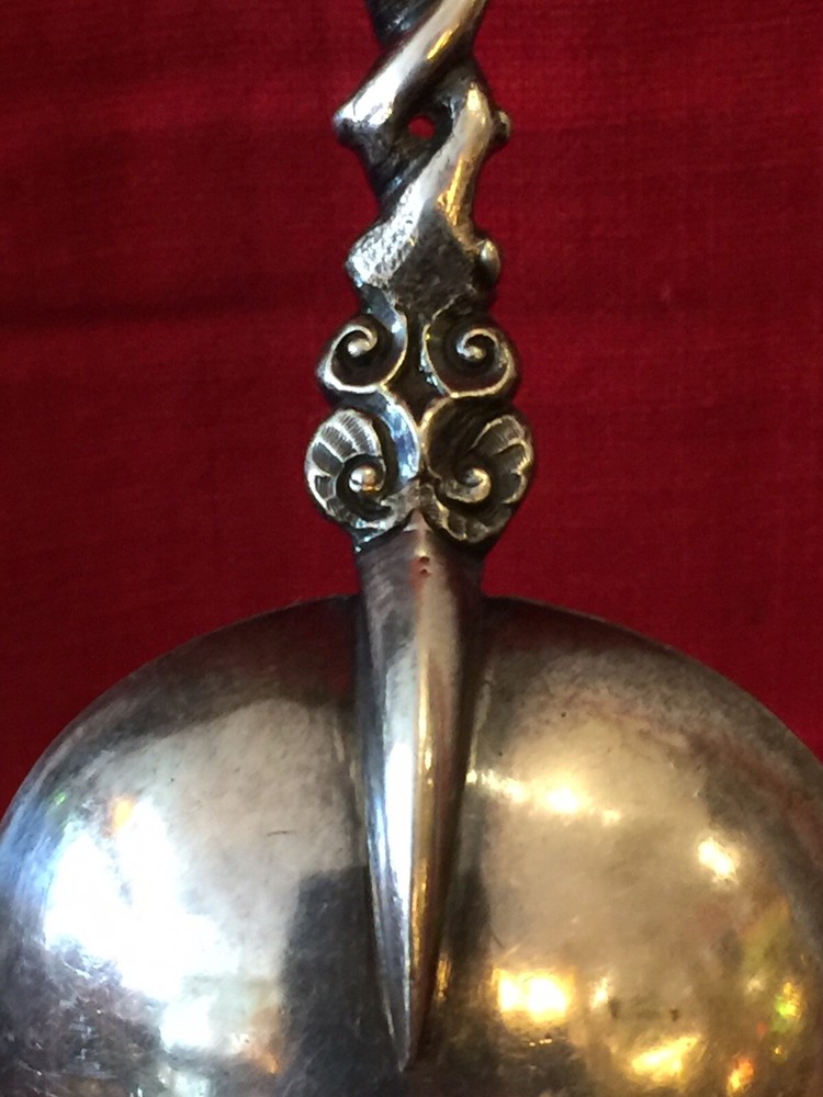 Large Antique Dutch Ornate Silver Spoon
