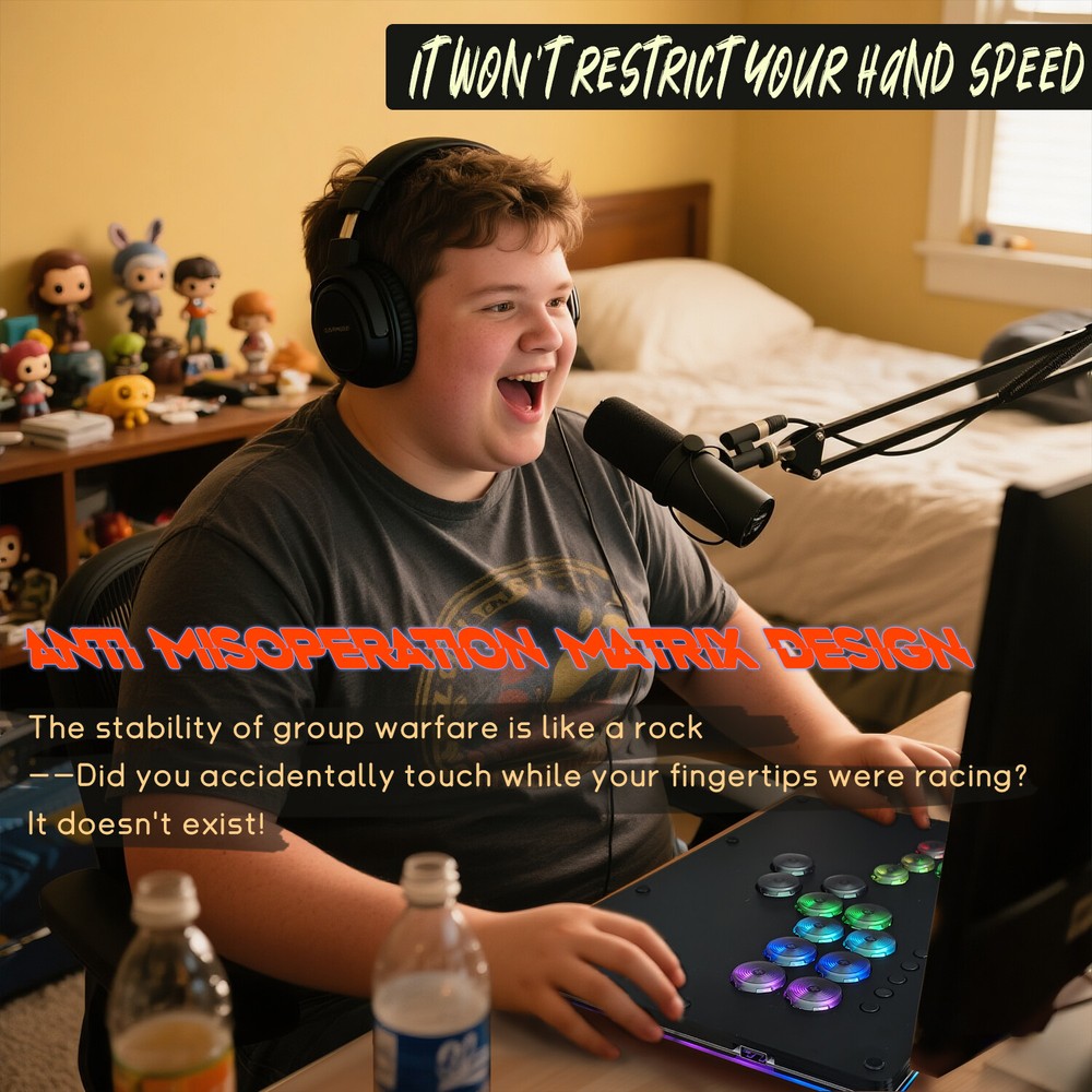 15 Buttons Hitbox Fighting Arcade Game Controller Leverless Games Console