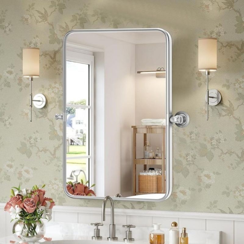 Belleflor 20 in. W x 30 in. H Classic Rectangular Metal Frame Silver Adjustable