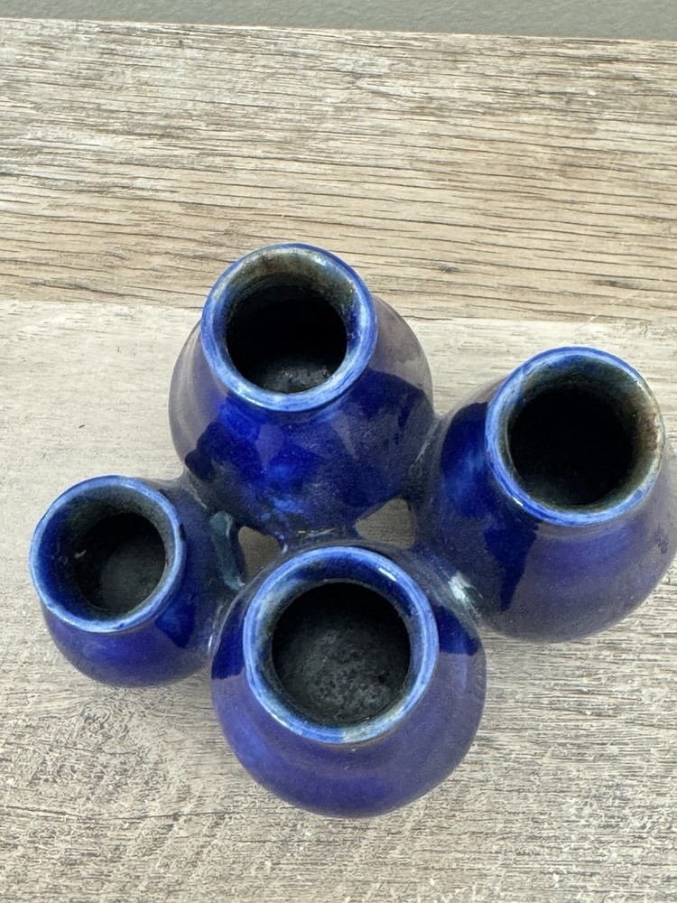Studio Pottery Cluster Vases Cobalt Blue