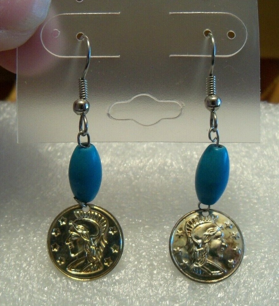 Handmade Earring w/Teal Stones