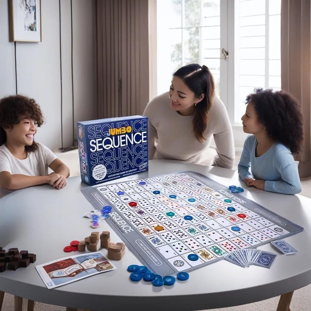 The Original Jumbo Sequence Board Game with Foldable Mat – Fun