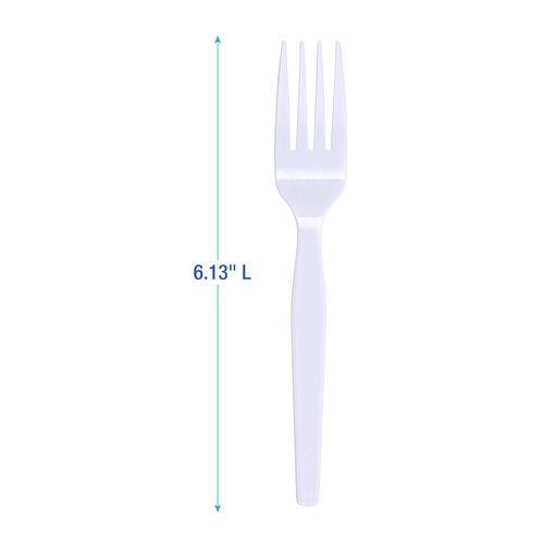 Boardwalk Mediumweight Polystyrene Cutlery, Fork, Plastic, White, 100/Box, 10/CT