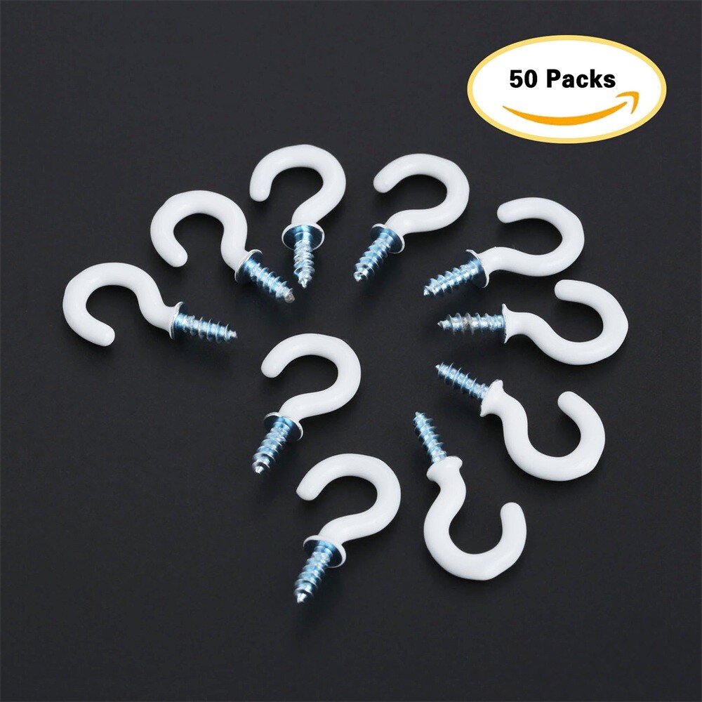 50Pcs/lot 0.94" Strong Sharp Vinyl Coated Ceiling Hooks Space-saving Hardware