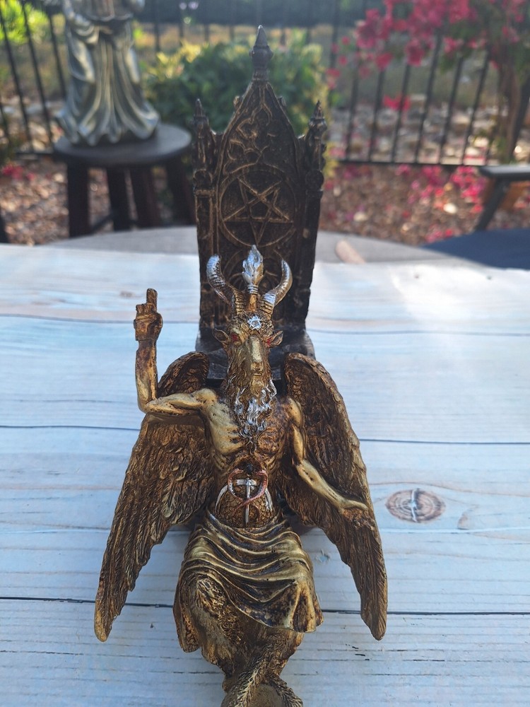 Templar Sabbatic Goat Baphomet Satan Gold 10"X6" / Devil / Evil / Seating Down