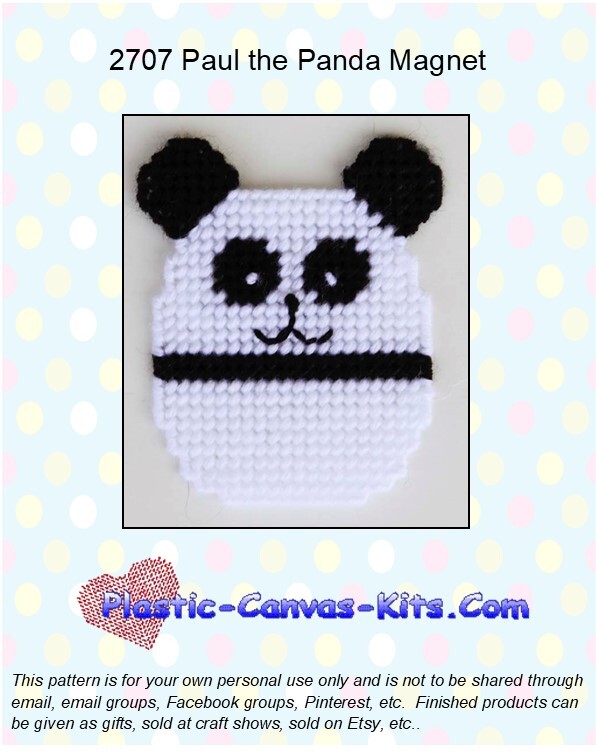 Paul the Panda Magnet - Plastic Canvas Pattern or Kit