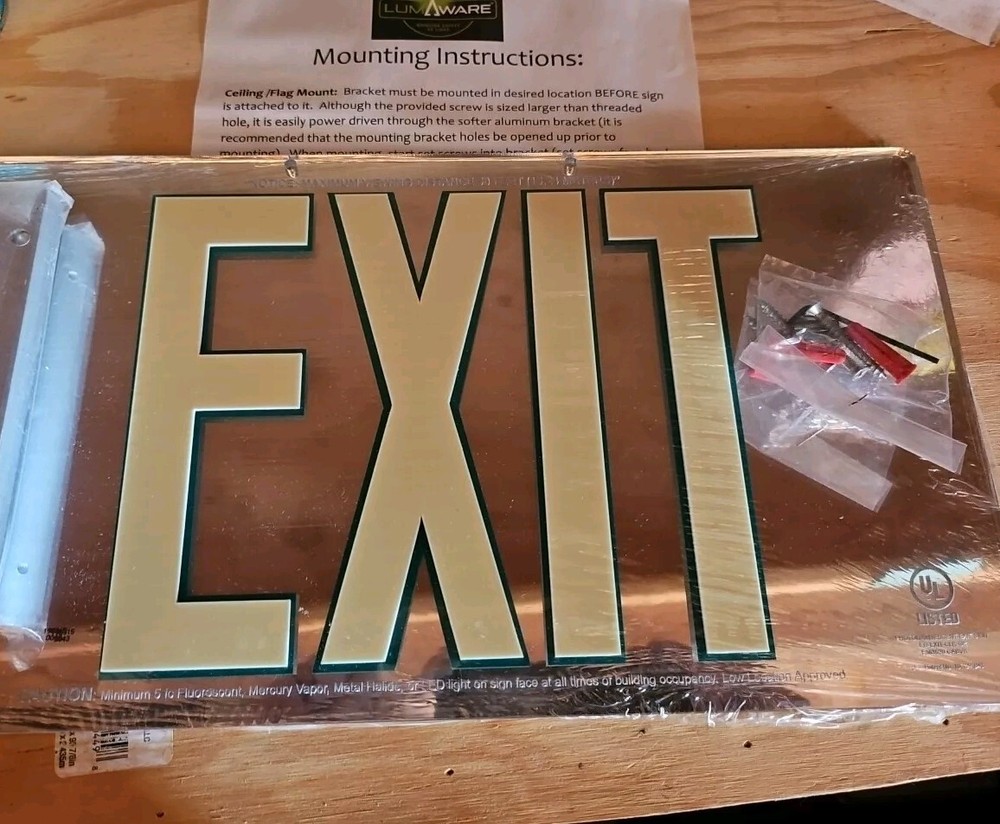LUMAWARE Mirror Lucite 50’ Visibility Emergency Exit Sign