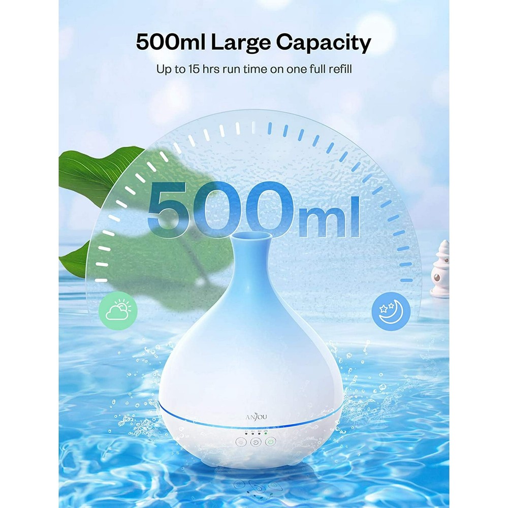 ANJOU AD012 500ML BPA FREE COOL MIST HUMIDIFIER AROMATHERAPY DIFFUSER - SKY BLUE