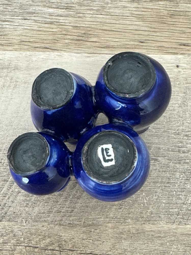 Studio Pottery Cluster Vases Cobalt Blue