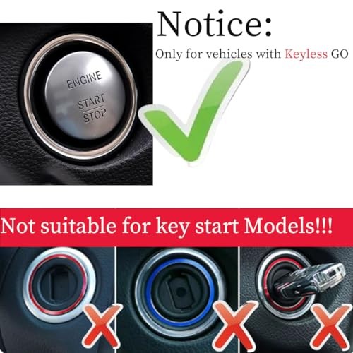 Car Keyless Start Stop Push Button Engine Ignition Switch Cover Silver