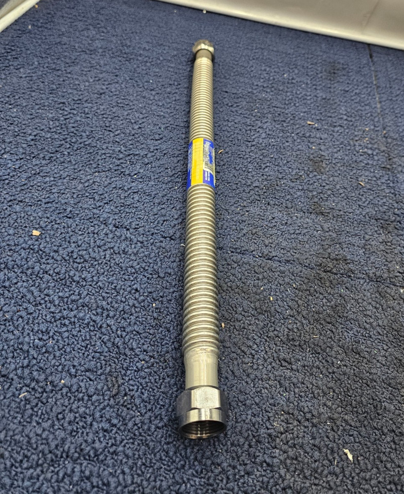 (QTY 3) BrassCraft SWB00-18N Coated Stainless Steel Water Heater Connector 18" L