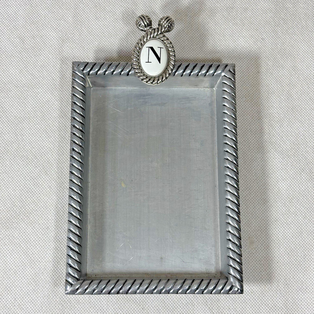 Mud Pie 2009 N Initial Metal Note Holder Tray 501013