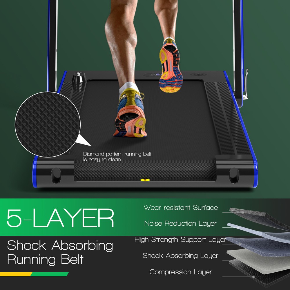 2.25HP Folding Treadmill 2-in-1 Walking Running Machine w/ APP & Remote Control