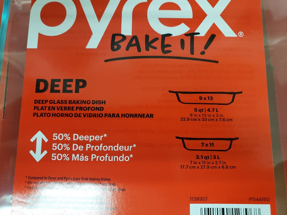 Pyrex Bake It 2 Piece Deep Oblong Glass Bakeware Set
