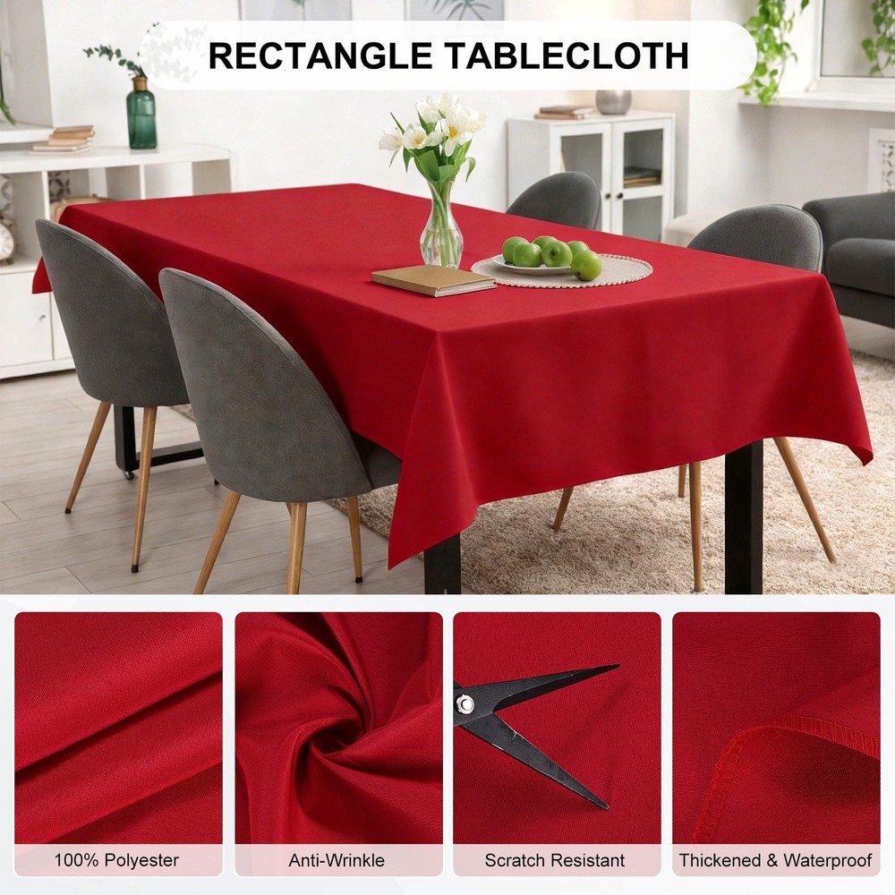 140x220cm Rectangle Tablecloth, Thickened Polyester Table Cloth Red