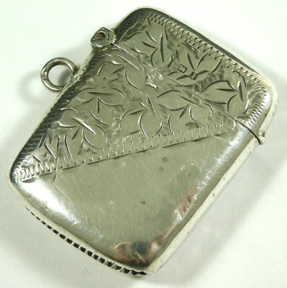 Antique Solid Sterling Silver Vesta Case Matchsafe 1910 Hallmark By Thomas Hayes