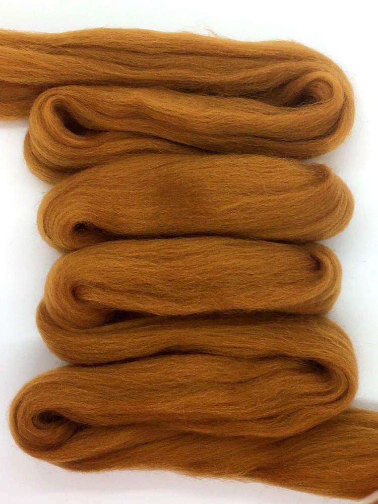 Merino Wool Top Roving Cinnamon Spice Brown