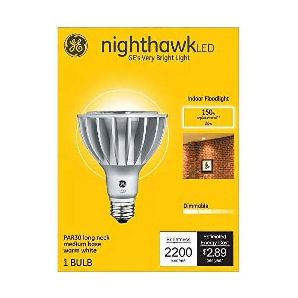 GE nighthawk LED PAR30 Longneck, 24 watt, 2200 lumens, 3000K warm white, medium