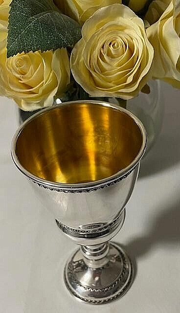 Silver KIDDUSH CUP Filigree 6" Tall Goblet